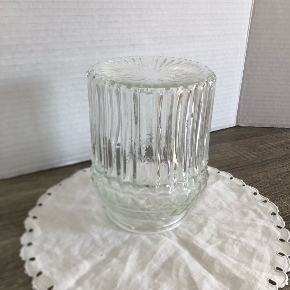 Vtg Clear Ribbed Glass Light Shade